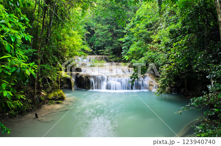 Cascading falls in Erawan National Park, Thailand 123940740