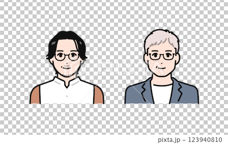 ビジネスカジュアルなミドル・シニア男性のシンプルなベクターイラストセット ビジネスカジュアルなミドル・シニア男性のシンプルなベクターイラストセット 123940810