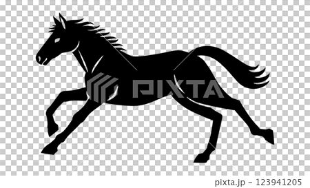 走る馬のシルエットイラスト 123941205