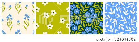 Spring patterns with forget-me-not flowers 123941308