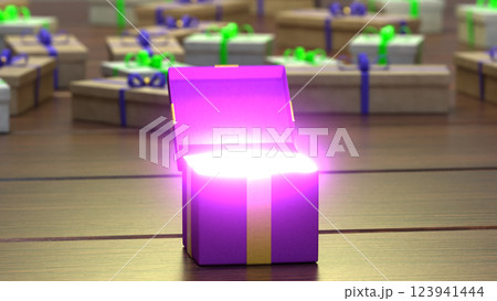 Magic Glowing Gift Box With Open Lid Magic Glowing Gift Box With Open Lid 123941444