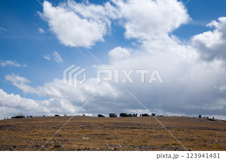Off-road vehicle in remote region of Mongolia. Altai Tavan Bogd National Park Off-road vehicle in remote region of Mongolia. Altai Tavan Bogd National Park 123941481