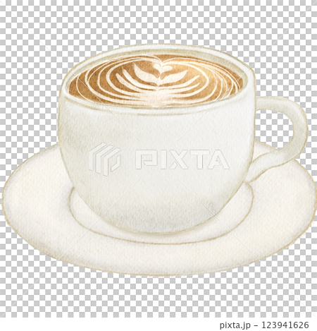 水彩杯中的咖啡拿鐵 123941626