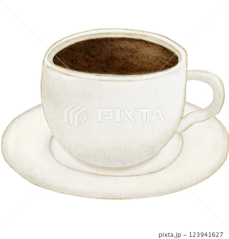 水彩で描いたカップに入ったカフェラテ 水彩で描いたカップに入ったカフェラテ 123941627
