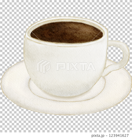 水彩で描いたカップに入ったカフェラテ 水彩で描いたカップに入ったカフェラテ 123941627