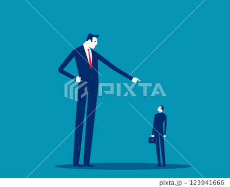 Vector Giant Tyrannical Boss Scolds his Employee. Business concept 123941666