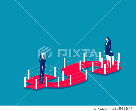Vector business people trapped inside the dollar symbol surrounded by a wire fence Vector business people trapped inside the dollar symbol surrounded by a wire fence 123941674