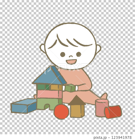 玩積木的孩子,粉紅色 玩積木的孩子,粉紅色 123941978