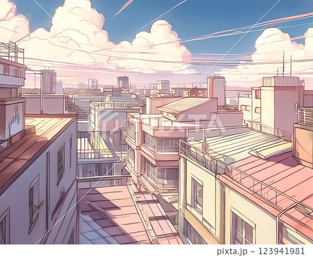 都市風景の背景イラスト素材 123941981