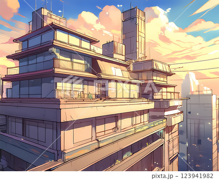 都市風景の背景イラスト素材 123941982