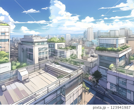 都市風景の背景イラスト素材 123941987