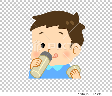 水筒で水を飲む子ども 123941990