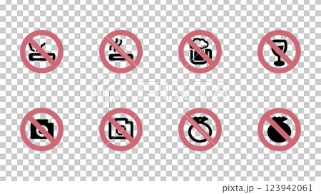 Illustration set of various prohibition icons 123942061