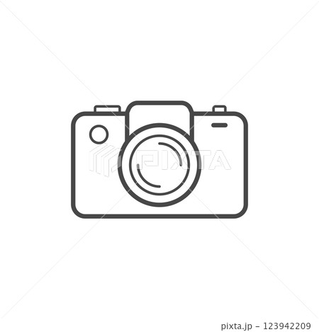 Camera icon in linear flat style. Photography equipment vector illustration on isolated background. Photo sign business concept. Camera icon in linear flat style. Photography equipment vector illustration on isolated background. Photo sign business concept. 123942209