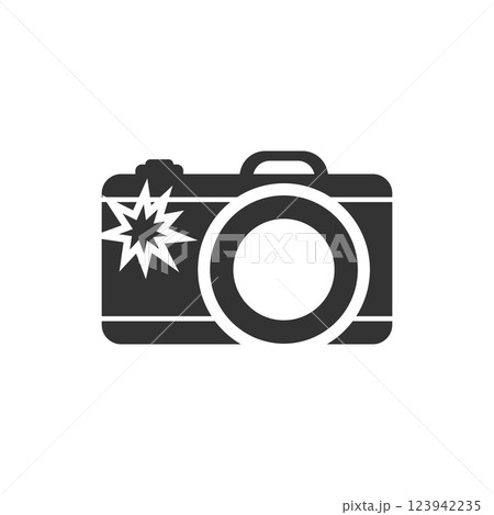 Camera icon in flat style. Photography equipment vector illustration on isolated background. Photo sign business concept. Camera icon in flat style. Photography equipment vector illustration on isolated background. Photo sign business concept. 123942235