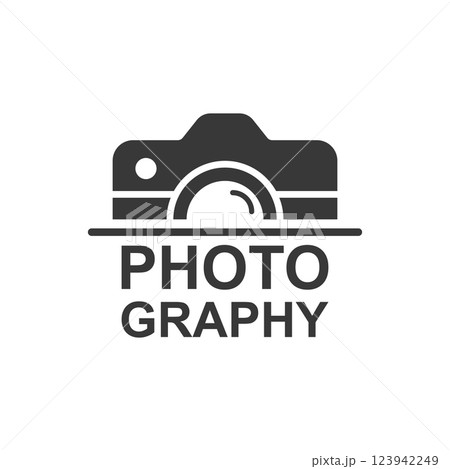 Camera icon in flat style. Photography text vector illustration on isolated background. Photo sign business concept. 123942249