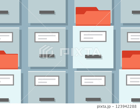 Office cabinet icon in flat style. Furniture storage vector illustration on isolated background. Drawer sign business concept. 123942288