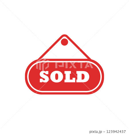 Real estate banner icon in flat style. Sale label vector illustration on isolated background. Sold sign business concept. Real estate banner icon in flat style. Sale label vector illustration on isolated background. Sold sign business concept. 123942437