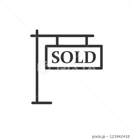 Real estate banner icon in flat style. Sale label vector illustration on isolated background. Sold sign business concept. Real estate banner icon in flat style. Sale label vector illustration on isolated background. Sold sign business concept. 123942438
