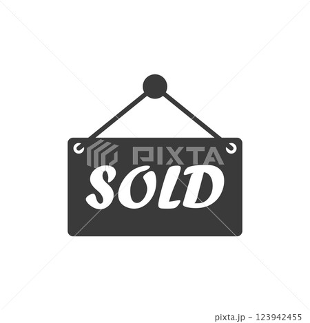 Real estate banner icon in flat style. Sale label vector illustration on isolated background. Sold sign business concept. 123942455