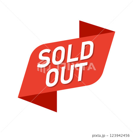 Sold out banner icon in flat style. Sale label vector illustration on isolated background. Sold sign business concept. 123942456
