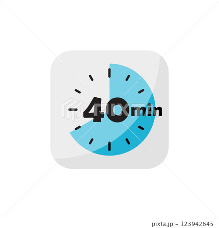 40 minutes on stopwatch icon in flat style. Clock face timer vector illustration on isolated background. Countdown sign business concept. 123942645
