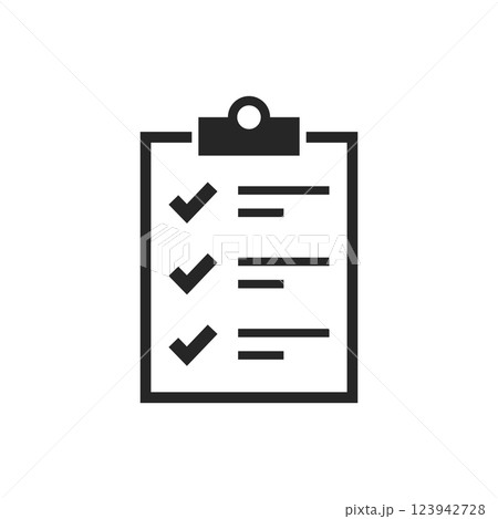 Clipboard with checklist icon in flat style. Planning and organization of work vector illustration on isolated background. Document sign business concept. 123942728