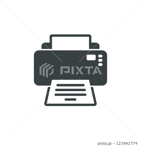 Printer icon in flat style. Office machine vector illustration on isolated background. Printout sign business concept. Printer icon in flat style. Office machine vector illustration on isolated background. Printout sign business concept. 123942774