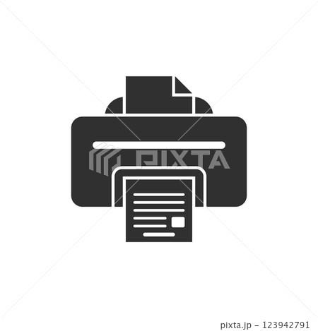 Printer icon in flat style. Office machine vector illustration on isolated background. Printout sign business concept. Printer icon in flat style. Office machine vector illustration on isolated background. Printout sign business concept. 123942791