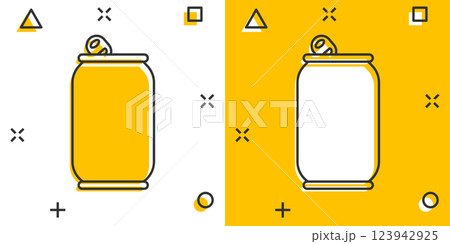 Soda can icon in comic style. Drink bottle cartoon vector illustration on isolated background. Beverage splash effect sign business concept. Soda can icon in comic style. Drink bottle cartoon vector illustration on isolated background. Beverage splash effect sign business concept. 123942925