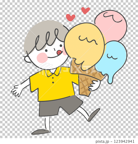 Character illustration of a child holding an ice cream 123942941