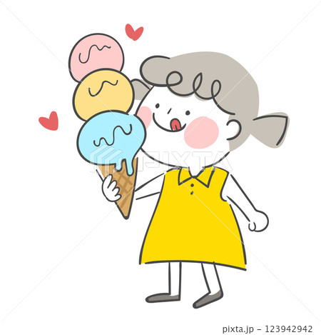 Character illustration of a child holding an ice cream Character illustration of a child holding an ice cream 123942942