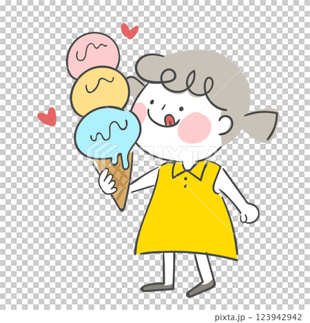 Character illustration of a child holding an ice cream Character illustration of a child holding an ice cream 123942942