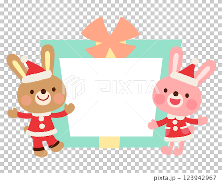 かわいいウサギのサンタクロース　クリスマス　メッセージカード 123942967