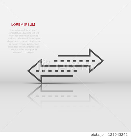 Reverse arrow sign icon in flat style. Refresh vector illustration on white isolated background. Reload business concept. 123943242