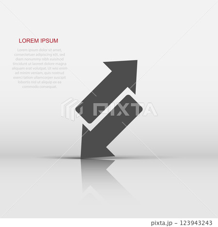 Reverse arrow sign icon in flat style. Refresh vector illustration on white isolated background. Reload business concept. 123943243
