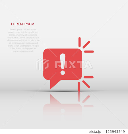 Attention sign icon in flat style. Warning banner vector illustration on white isolated background. Information business concept. Attention sign icon in flat style. Warning banner vector illustration on white isolated background. Information business concept. 123943249