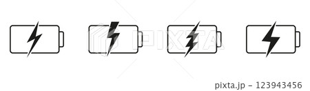 Battery Charging Icon Set. Power And Energy Silhouette Symbol Collection. Isolated Vector Illustration 123943456