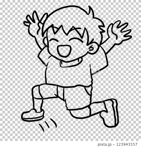 Happy boy line drawing 123943557