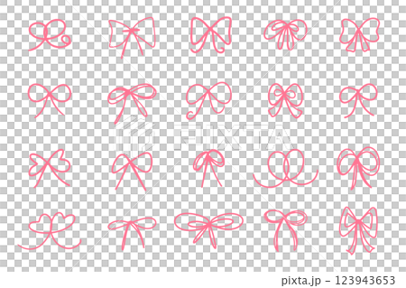 Various abstract bow or ribbon hand drawn for element, doodle, gift, celebration and illustration Various abstract bow or ribbon hand drawn for element, doodle, gift, celebration and illustration 123943653