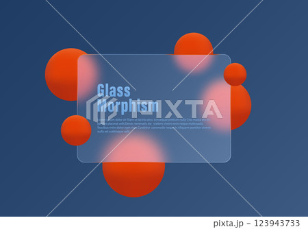 Gradient background with transparent partition and floating orange spheres in glass morphism style. Website landing page template. Gradient background with transparent partition and floating orange spheres in glass morphism style. Website landing page template. 123943733