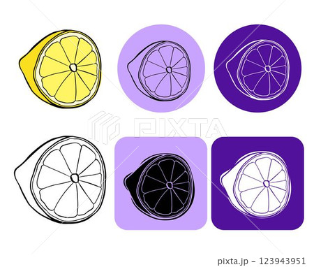 lemon half fruit isolated logo. vector illustrations yellow lemonade graphic line ink. For logo, web, package, sticker. 123943951