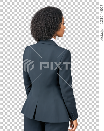 Loose curls in medium-length chestnut hair, worn by an African American woman aged 28-32 years old, styled naturally, paired with a black 123944007