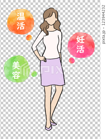 Illustration of a woman who is conscious of beauty and health Illustration of a woman who is conscious of beauty and health 123944232
