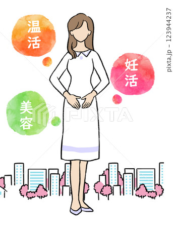 妊娠を望む女性のシンプルイラスト 123944237