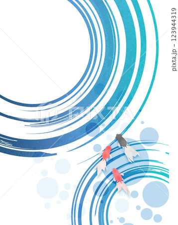 夏の涼しげな波と金魚のイラスト 夏の涼しげな波と金魚のイラスト 123944319