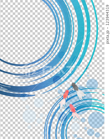 涼爽的夏日海浪和金魚插畫 123944319