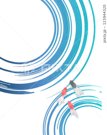 夏の涼しげな波と金魚のイラスト 123944320