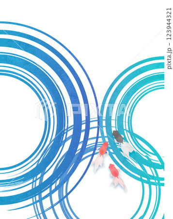 夏の涼しげな波と金魚のイラスト 夏の涼しげな波と金魚のイラスト 123944321
