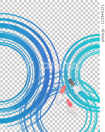 夏の涼しげな波と金魚のイラスト 夏の涼しげな波と金魚のイラスト 123944321